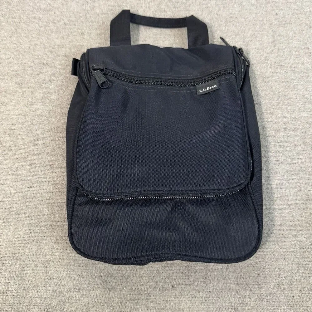 LL Bean Hanging Organizer Toiletry Bag Travel Small Mirror 8.5X8X3 Black NWOT